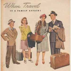 1946 Pennsylvania Railroad Vintage Print Ad Mid Century Family Travel Train